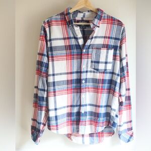 Chubbies Plaid Button Down Shirt Red Blue White Flannel Size Medium